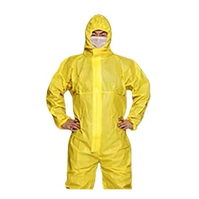 yellow disposable coverall